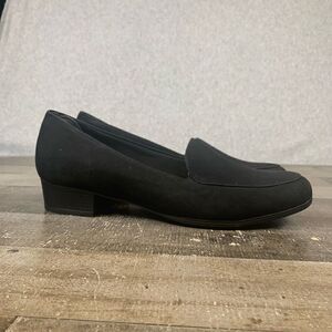 Trotters Women’s Size 12 Monarch Round Toe Loafers Black Suede Block Heel Shoes